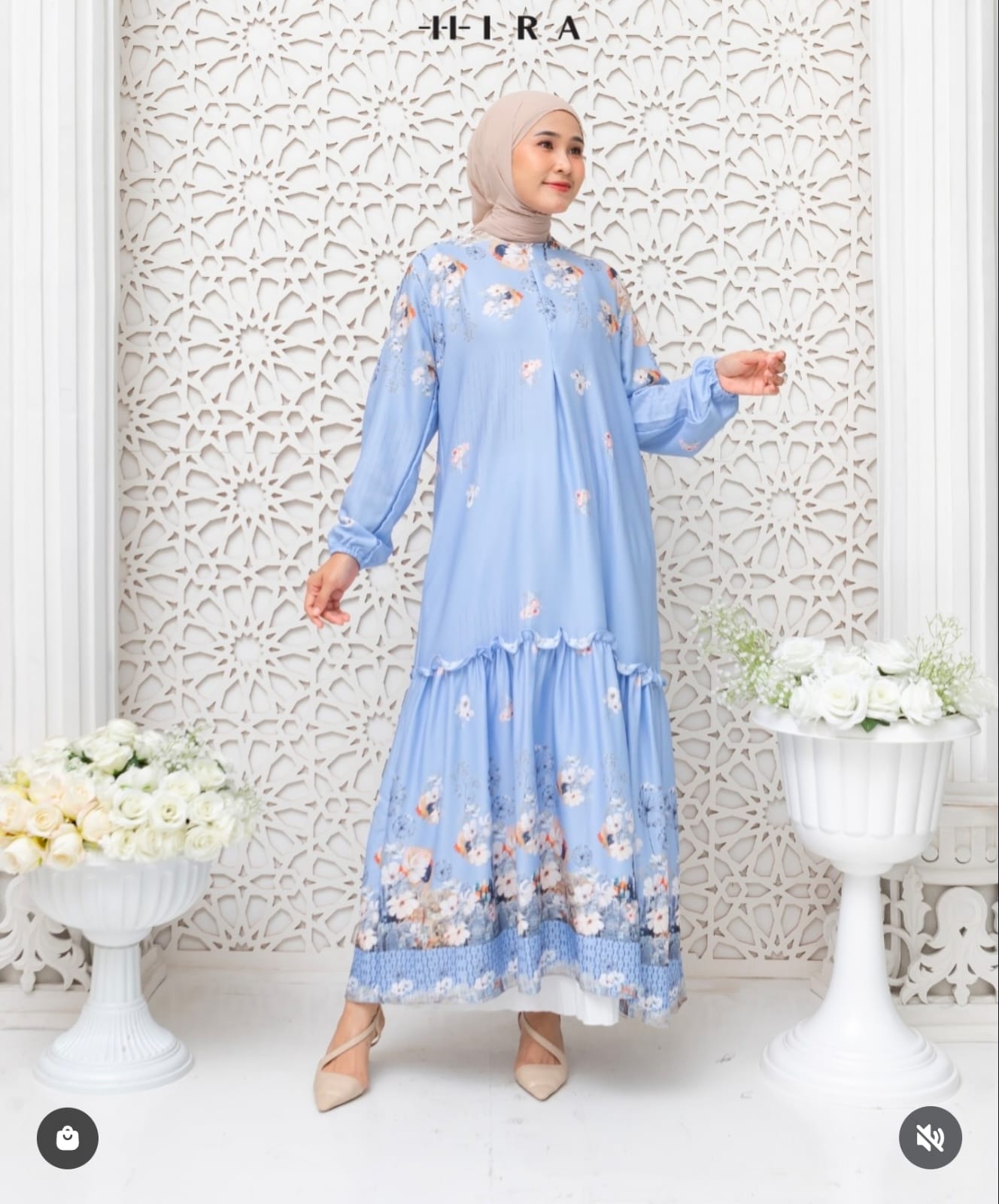 Gamis Floral Biru